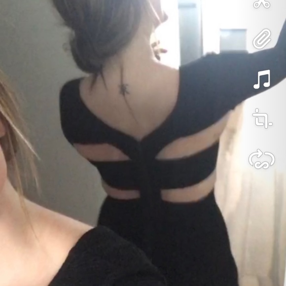 BCBG Mesh Chest Black Open Back Dress - Picture 3 of 4